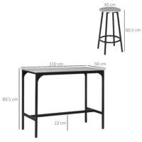 Bartisch Set mit 4 Hockern im Industrie Design rustikal kompakt