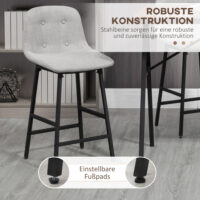 Bartisch Set mit Barhockern im Industrie Design hellgrau