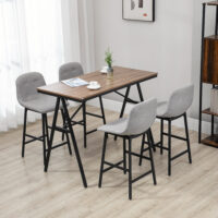 Bartisch Set mit Barhockern im Industrie Design hellgrau