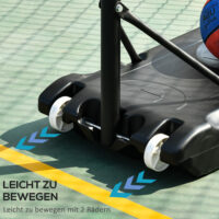 Schwarzer höhenverstellbarer Basketballkorb, speziell für Kinder entwickelt, fördert Spiel und Bewegung.