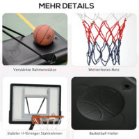 Vielseitiger Basketballkorb, höhenverstellbar und mit integrierter Rollfunktion für flexibles Spielen und einfache Lagerung.