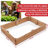 Holz-Beetrahmen im 3er-Set, flexibel stapelbar für verschiedene Pflanzenhöhen.
