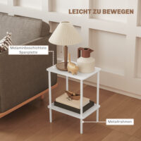 Beistelltisch 2-stufig mit Metallrahmen & Aufbewahrungsfach modern Weiss – Produktfoto zeigt modernes Design, hochwertige Materialien und funktionale Eigenschaften ideal für Wohn- oder Arbeitsbereiche. Perfekt als Einrichtungsinspiration oder zur Produktpräsentation in einem Onlineshop.