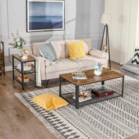 Ablagetisch mit zwei Gitterablagen im IndustrialVIBE-Stil für Wohnzimmer oder Flur.