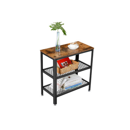 Ablagetisch mit zwei Gitterablagen im IndustrialVIBE-Stil für Wohnzimmer oder Flur.