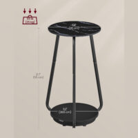 Runder Beistelltisch mit schwarzer Marmoroptik und gehärteter Glasplatte, zwei Ablagen für zusätzlichen Stauraum. Modernes Design, ideal für jedes Zimmer.