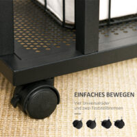 Beistelltisch C-Form rollbar Schwarz-Braun