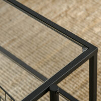 Beistelltisch Couchtisch Glas mit Ablage Schwarz