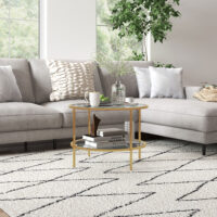 Beistelltisch Couchtisch Rund mit Ablage Gold