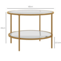 Beistelltisch Couchtisch Rund mit Ablage Gold