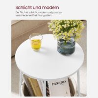 Beistelltisch Couchtisch rund mit Korb Weiss.