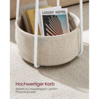 Beistelltisch Couchtisch rund mit Korb Weiss.