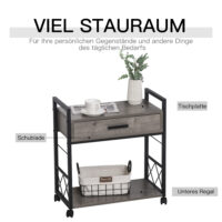Beistelltisch Couchtisch Servierwagen mit Rädern Grau-Schwarz