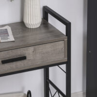 Beistelltisch Couchtisch Servierwagen mit Rädern Grau-Schwarz