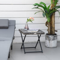 Beistelltisch klappbar für Garten Balkon Terrasse Polyrattan grau