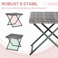 Beistelltisch klappbar für Garten Balkon Terrasse Polyrattan grau