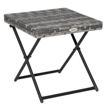 Beistelltisch klappbar für Garten Balkon Terrasse Polyrattan grau