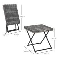Beistelltisch klappbar für Garten Balkon Terrasse Polyrattan grau