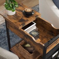 Beistelltisch klappbar mit Steckdose Holz Vintage-Braun