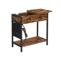 Beistelltisch klappbar mit Steckdose Holz Vintage-Braun