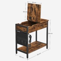 Beistelltisch klappbar mit Steckdose Holz Vintage-Braun