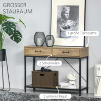 Beistelltisch Konsolentisch mit 2 Schubladen 100x35x76.5cm Braun - Funktionaler Konsolentisch mit Stauraum in Braun.