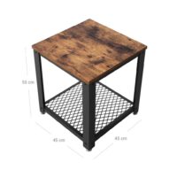 Metallrahmen-Beistelltisch mit Ablage in Braun im IndustrialVIBE-Stil.