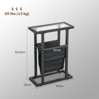 Beistelltisch mit Stofftasche & Glasplatte 40x18x55,5cm Schwarz – Produktfoto zeigt modernes Design, hochwertige Materialien und funktionale Eigenschaften ideal für Wohn- oder Arbeitsbereiche. Perfekt als Einrichtungsinspiration oder zur Produktpräsentation in einem Onlineshop.