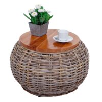 Beistelltisch Rattantisch Blumentisch Loungetisch rund 33x49x49cm natur