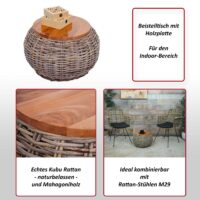 Beistelltisch Rattantisch Blumentisch Loungetisch rund 33x49x49cm natur