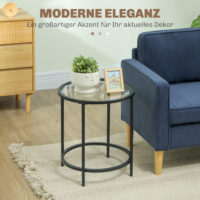 Beistelltisch rund mit Glasplatte & Metallrahmen Ø48x547cm Schwarz – Produktfoto zeigt modernes Design, hochwertige Materialien und funktionale Eigenschaften ideal für Wohn- oder Arbeitsbereiche. Perfekt als Einrichtungsinspiration oder zur Produktpräsentation in einem Onlineshop.