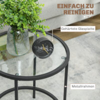 Beistelltisch rund mit Glasplatte & Metallrahmen Ø48x547cm Schwarz – Produktfoto zeigt modernes Design, hochwertige Materialien und funktionale Eigenschaften ideal für Wohn- oder Arbeitsbereiche. Perfekt als Einrichtungsinspiration oder zur Produktpräsentation in einem Onlineshop.