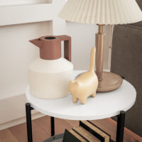 Beistelltisch rund mit Stoffkorb 44x44x56cm Grau & Weiss – Produktfoto zeigt modernes Design, hochwertige Materialien und funktionale Eigenschaften ideal für Wohn- oder Arbeitsbereiche. Perfekt als Einrichtungsinspiration oder zur Produktpräsentation in einem Onlineshop.