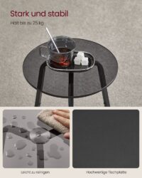 Runder Beistelltisch mit Glasplatte, elegant und dekorativ.