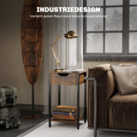 Beistelltisch Rustikales industrielles Design Stahlrahmen Braun – Produktfoto zeigt modernes Design, hochwertige Materialien und funktionale Eigenschaften ideal für Wohn- oder Arbeitsbereiche. Perfekt als Einrichtungsinspiration oder zur Produktpräsentation in einem Onlineshop.