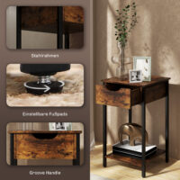 Beistelltisch Rustikales industrielles Design Stahlrahmen Braun – Produktfoto zeigt modernes Design, hochwertige Materialien und funktionale Eigenschaften ideal für Wohn- oder Arbeitsbereiche. Perfekt als Einrichtungsinspiration oder zur Produktpräsentation in einem Onlineshop.