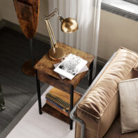 Beistelltisch Rustikales industrielles Design Stahlrahmen Braun – Produktfoto zeigt modernes Design, hochwertige Materialien und funktionale Eigenschaften ideal für Wohn- oder Arbeitsbereiche. Perfekt als Einrichtungsinspiration oder zur Produktpräsentation in einem Onlineshop.