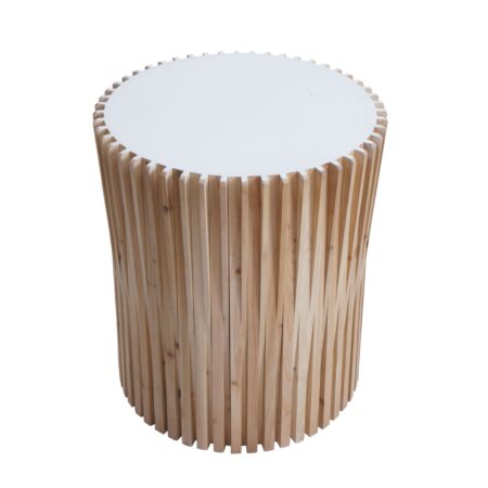 Beistelltisch Couchtisch Loungetisch Tanne Holz Ø51cm natur-weiss