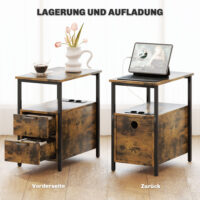 Beistelltisch mit USB Steckdosen und Schubladen für Wohnzimmer