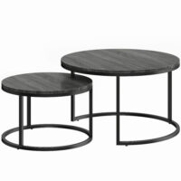 Beistelltische Set stapelbar für Wohnzimmer Metall schwarz
