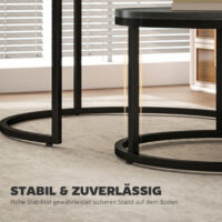 Beistelltische Set stapelbar für Wohnzimmer Metall schwarz