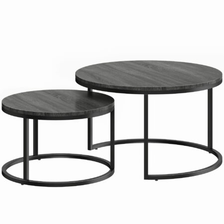 Beistelltische Set stapelbar für Wohnzimmer Metall schwarz