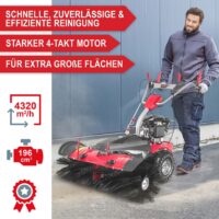 Benzin-Kehrmaschine AllSeason Pro mit Schneepflug und Schneeketten