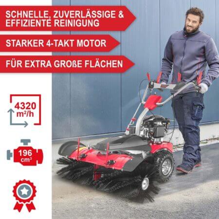 Benzin-Kehrmaschine AllSeason Pro mit Schneepflug und Schneeketten