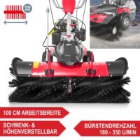 Benzin-Kehrmaschine AllSeason Pro mit Schneepflug und Schneeketten