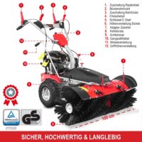 Benzin-Kehrmaschine AllSeason Pro mit Schneepflug und Schneeketten