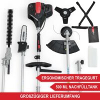 Benzinbetriebenes 4-in-1-Gartenwerkzeug für verschiedene Gartenarbeiten.