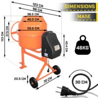 TIMBERTECH® Betonmischer 140L 550W mit Handrad und 2 Rädern