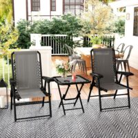 Bistro Set 3-teilig klappbar wetterfest für Garten Balkon dunkelgrau