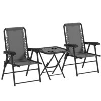 Bistro Set 3-teilig klappbar wetterfest für Garten Balkon dunkelgrau